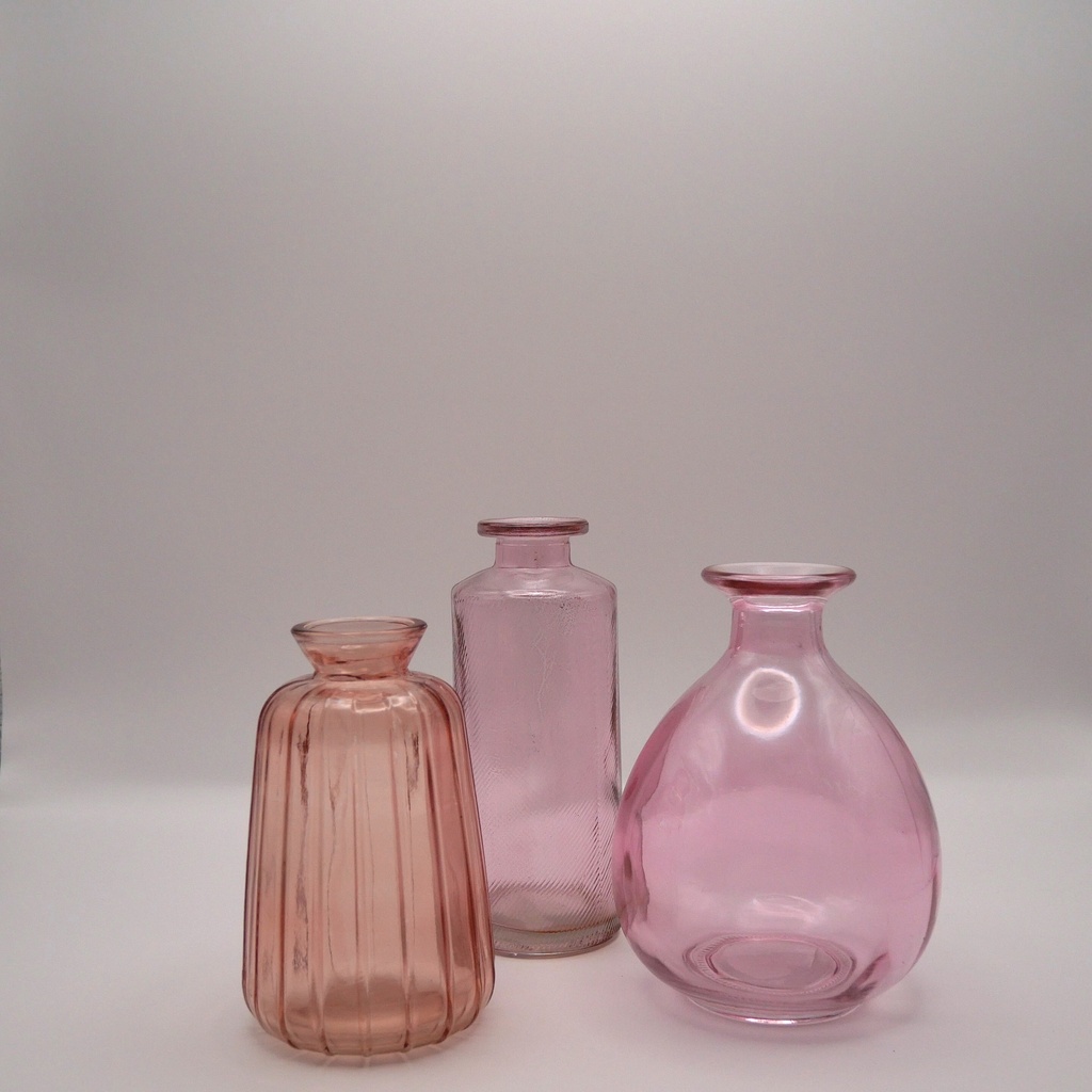 Trio vases roses