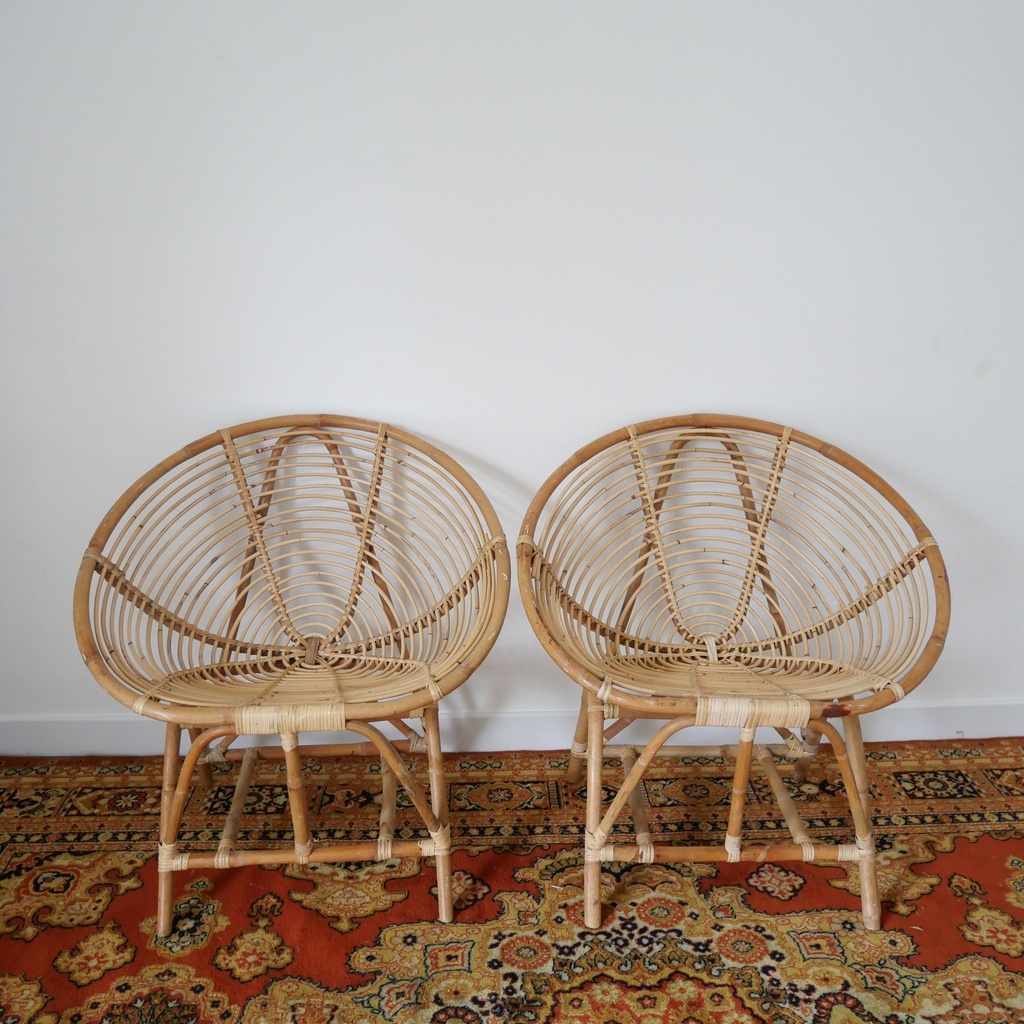 Lot de 2 sièges en osier