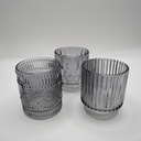Trio bougeoirs uniformes gris
