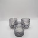 Trio bougeoirs uniformes gris