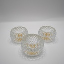 Trio de petits photophores transparents texturés