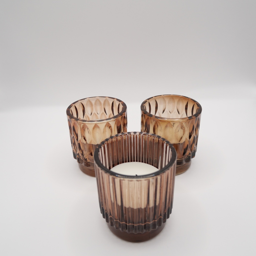 Trio de Bougeoirs texturés Marrons