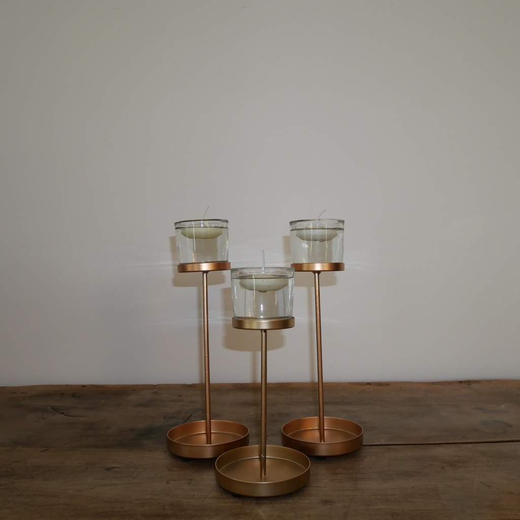 Trio de bougeoirs à bougies flottantes Roses Gold