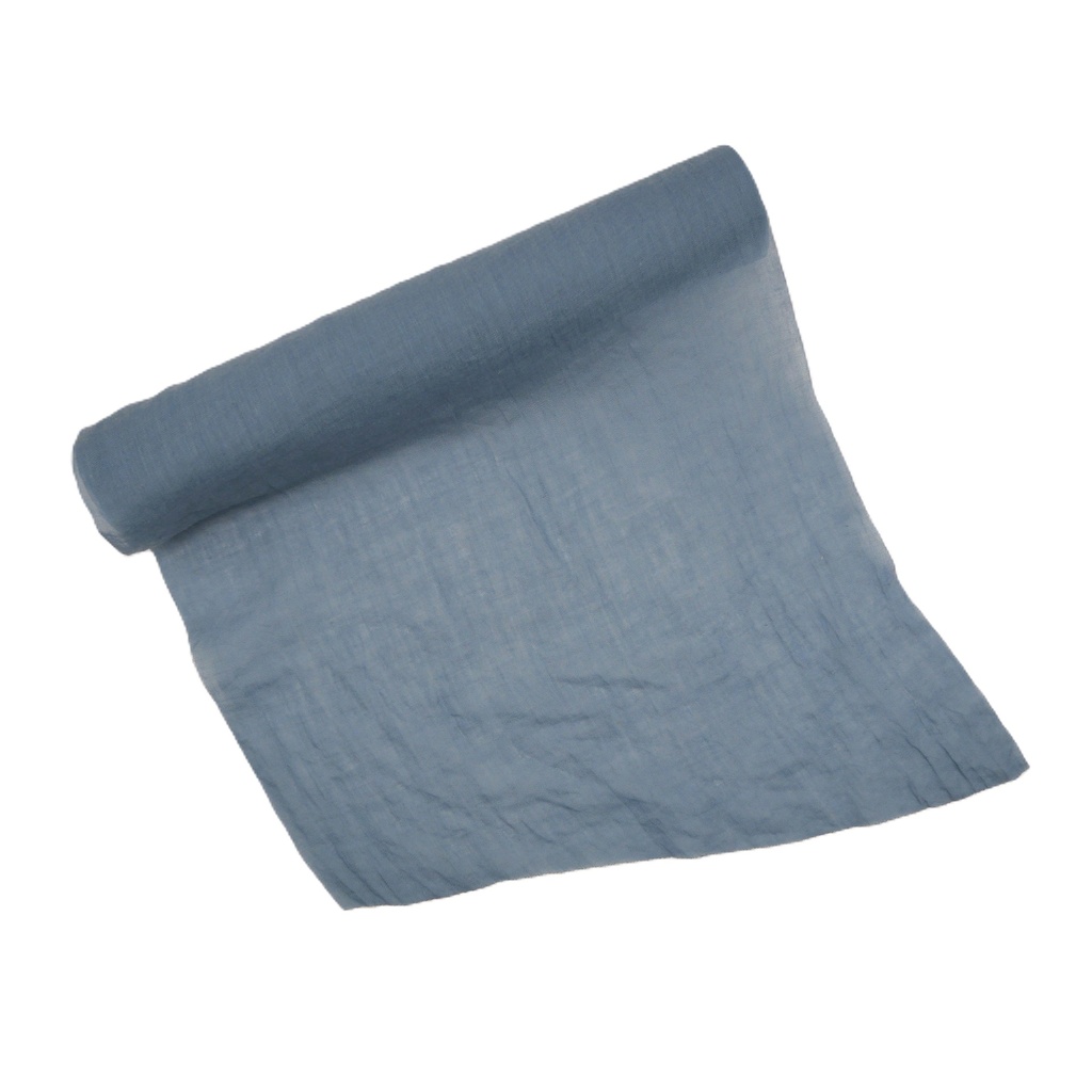 Chemin de table mousseline bleu gris