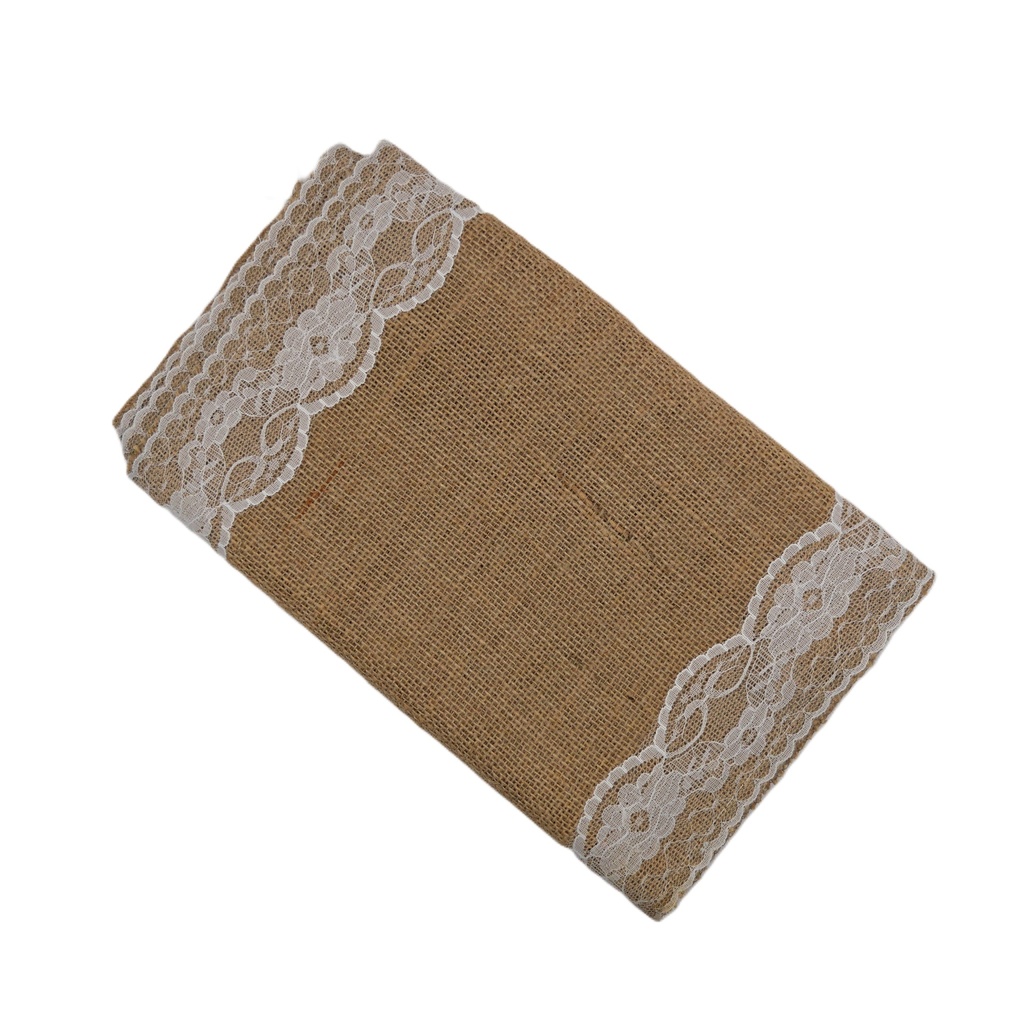 Chemin de table jute et dentelle