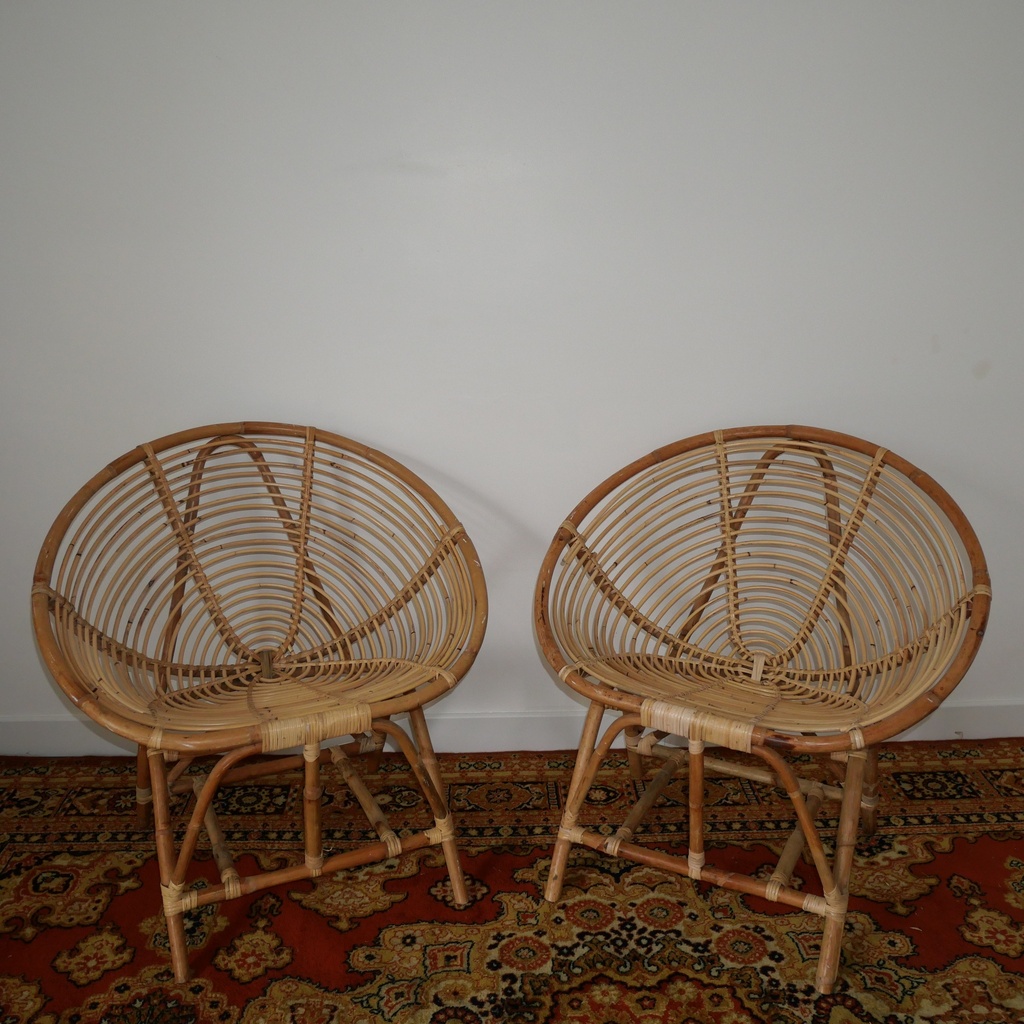 Lot de 2 sièges en osier