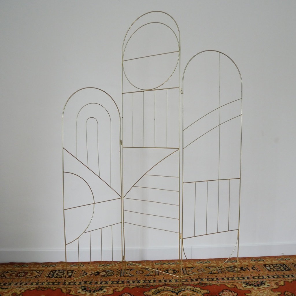 Paravent métal doré